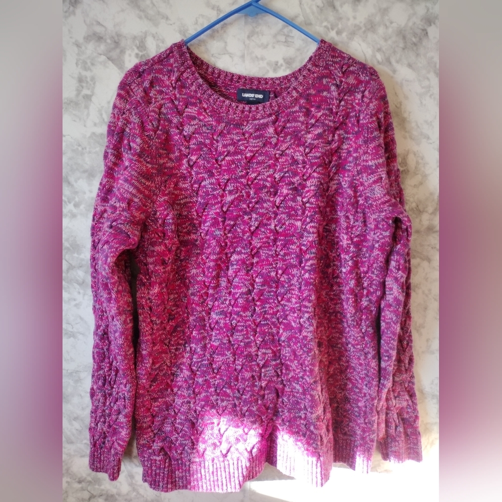 Lands' End Women's Pink Sweater Size XL 100% Cotton